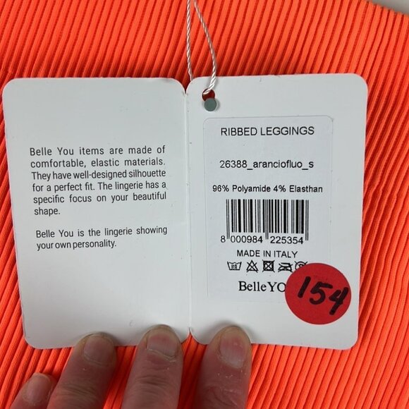NWT Belle You Orange Ribbed Leggings - Picture 5 of 9